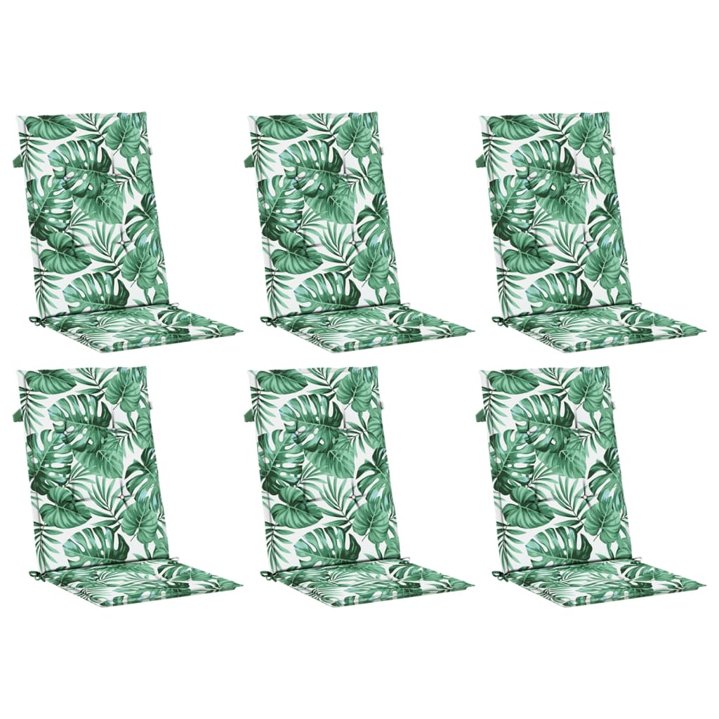 vidaXL Coussins de dossier haut 6 pcs Motif feuille Tissu