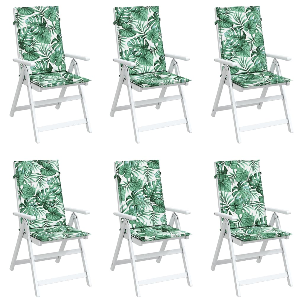 vidaXL Coussins de dossier haut 6 pcs Motif feuille Tissu