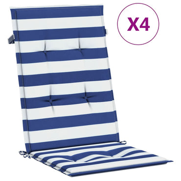 vidaXL Hochlehner-Auflagen 4 Stk. Blau & Weiß Gestreift Stoff