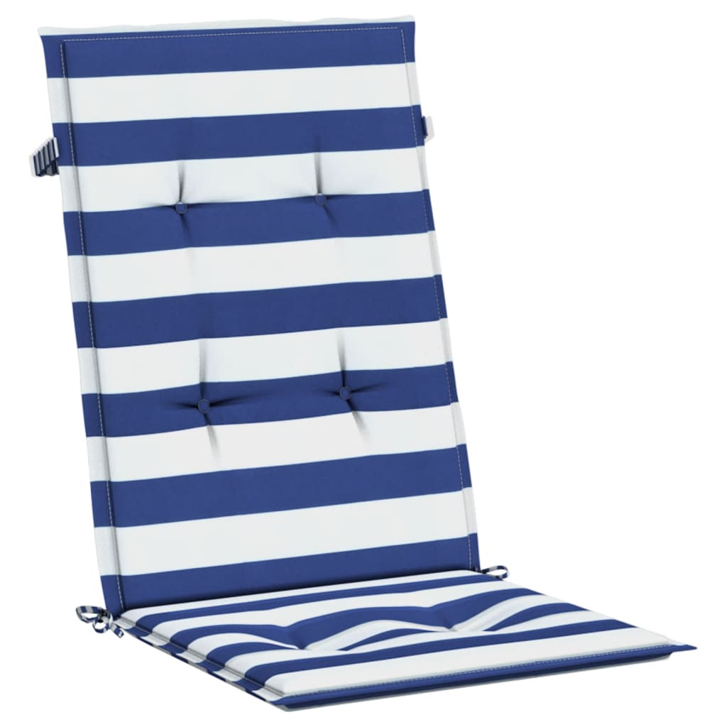 vidaXL Coussins de dossier haut 6 pcs Bleu et blanc rayé Tissu