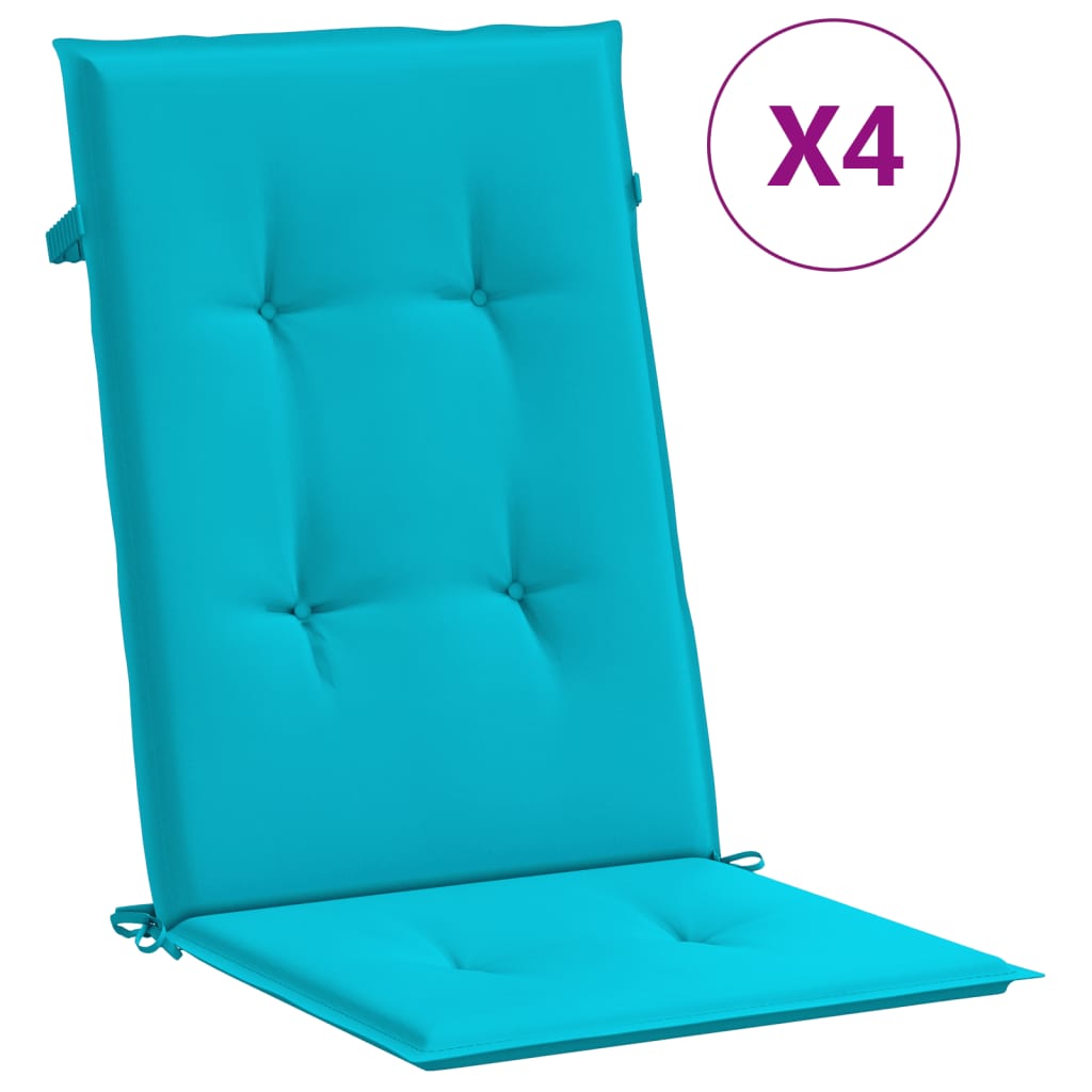 vidaXL Coussins pour chaises à dossier haut 4 pcs Tissu turquoise