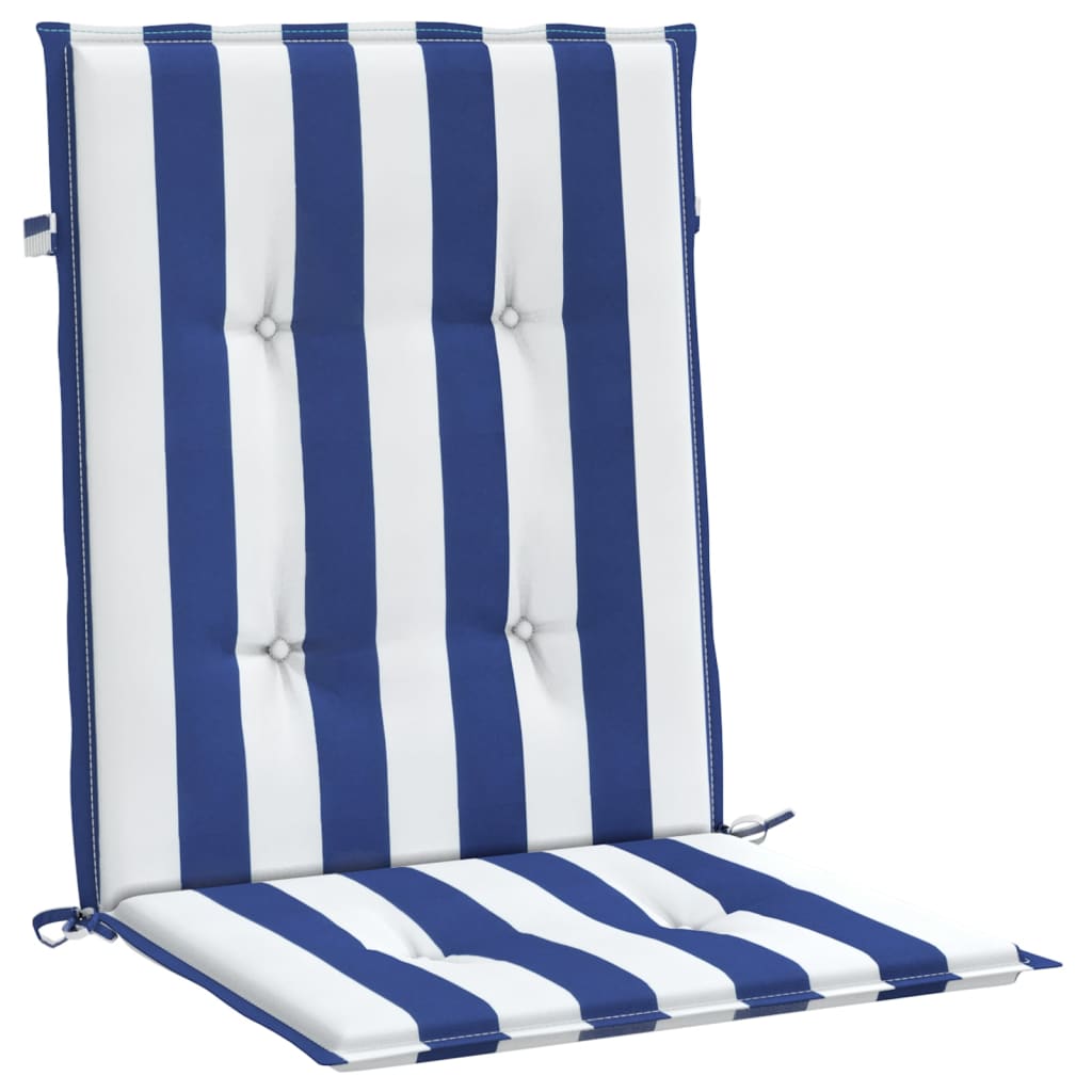 vidaXL Coussins pour fauteuil à dossier bas 4 pcs Bleu et blanc à rayures Tissu