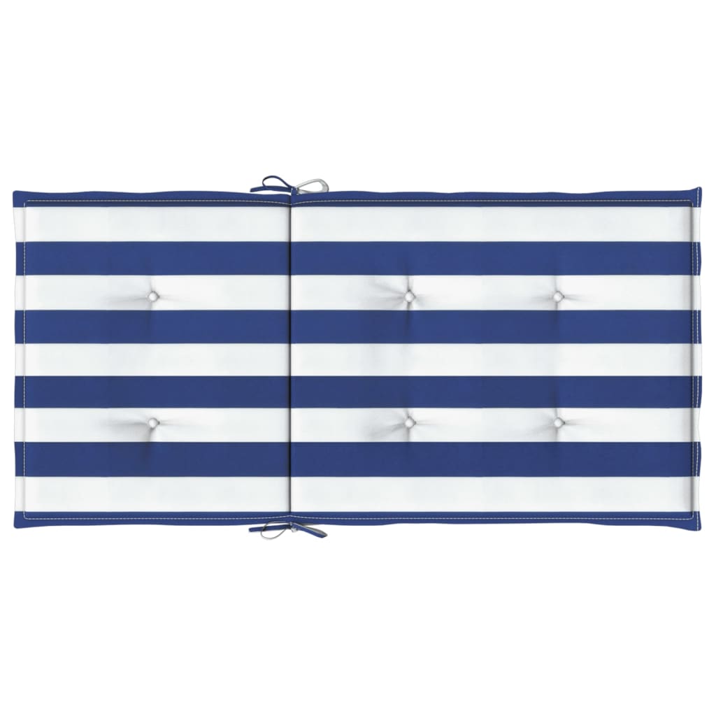 vidaXL Coussins pour fauteuil à dossier bas 4 pcs Bleu et blanc à rayures Tissu
