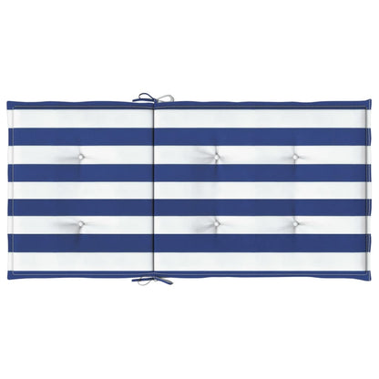 vidaXL Coussins pour fauteuil à dossier bas 4 pcs Bleu et blanc à rayures Tissu