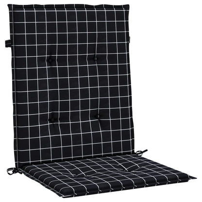 vidaXL Coussins pour chaises à dossier bas 2 pcs Tissu à carreaux noir