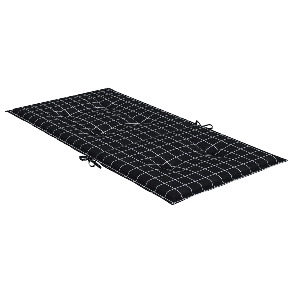 vidaXL Coussins pour chaises à dossier bas 2 pcs Tissu à carreaux noir