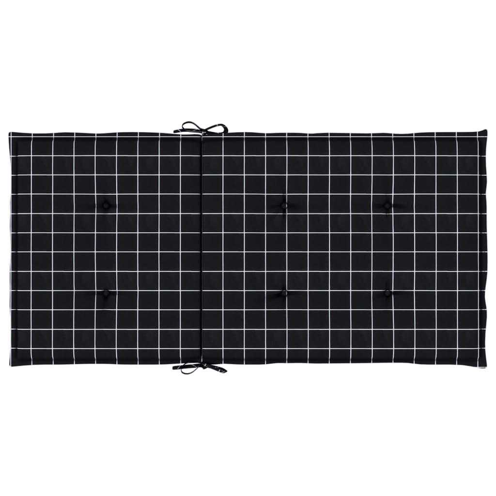vidaXL Coussins pour chaises à dossier bas 2 pcs Tissu à carreaux noir