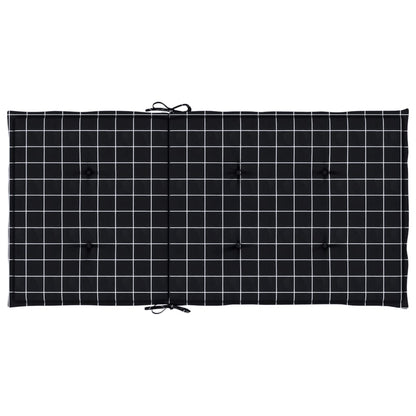 vidaXL Coussins pour chaises à dossier bas 2 pcs Tissu à carreaux noir