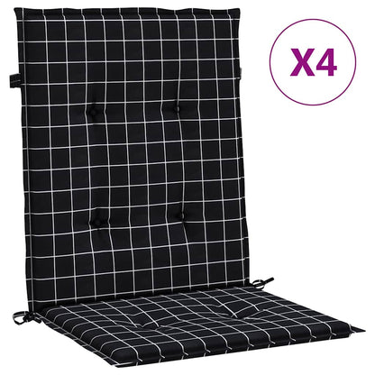 vidaXL Coussins pour fauteuil bas 4 pcs Tissu à carreaux noir