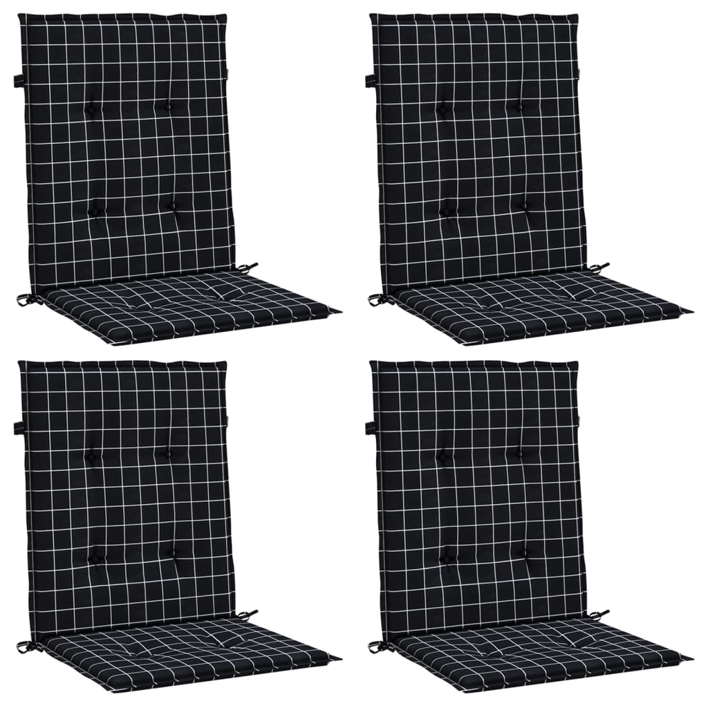 vidaXL Coussins pour fauteuil bas 4 pcs Tissu à carreaux noir