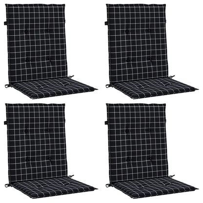 vidaXL Coussins pour fauteuil bas 4 pcs Tissu à carreaux noir