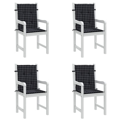 vidaXL Coussins pour fauteuil bas 4 pcs Tissu à carreaux noir