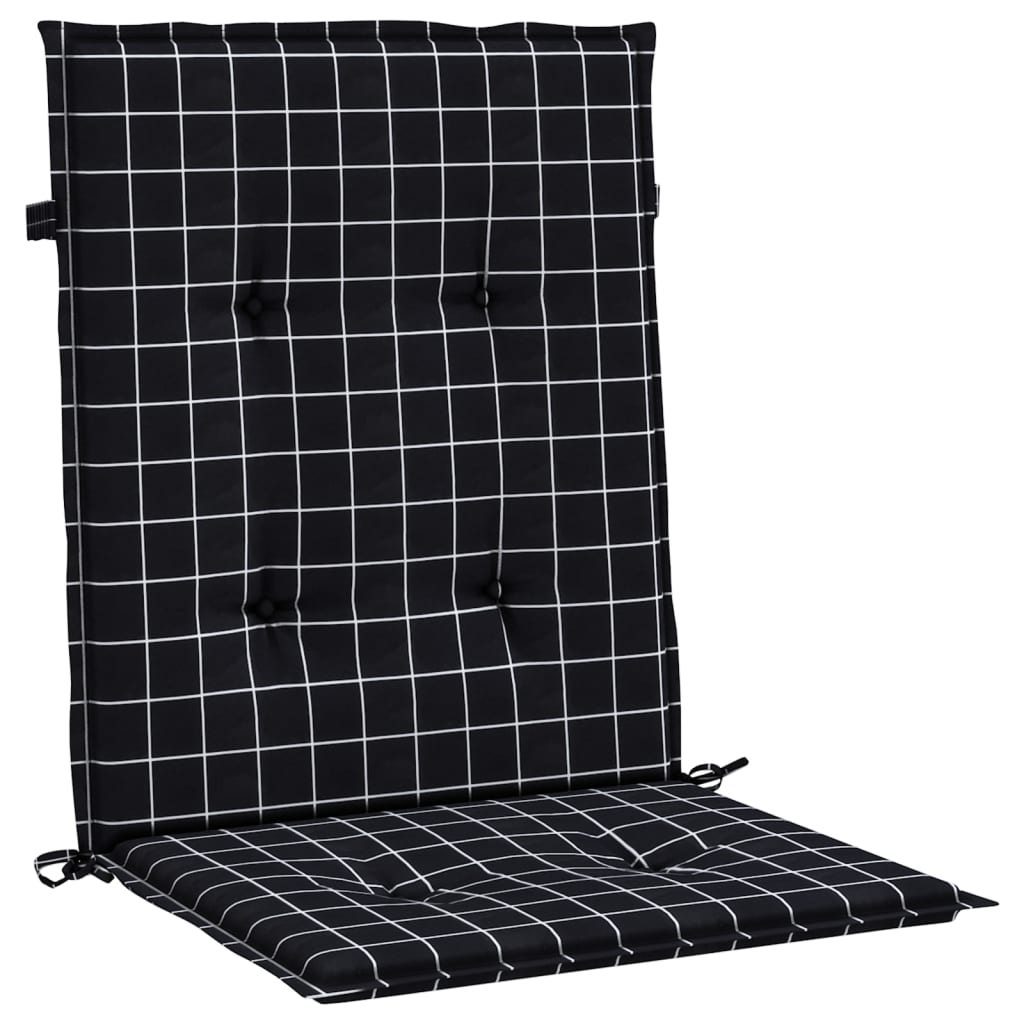 vidaXL Coussins pour fauteuil bas 4 pcs Tissu à carreaux noir