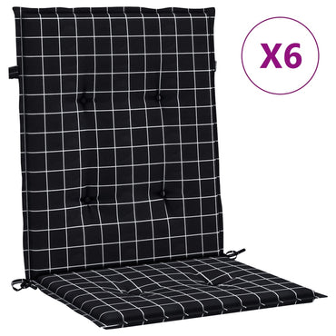 vidaXL Coussins pour chaises basses 6 pcs Tissu à carreaux noir