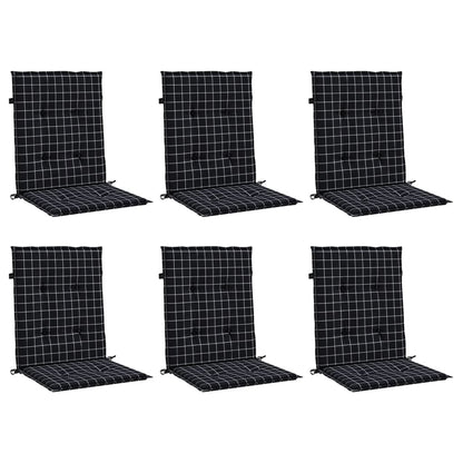 vidaXL Coussins pour chaises basses 6 pcs Tissu à carreaux noir