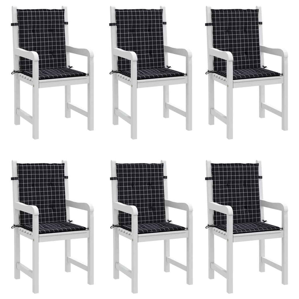 vidaXL Coussins pour chaises basses 6 pcs Tissu à carreaux noir