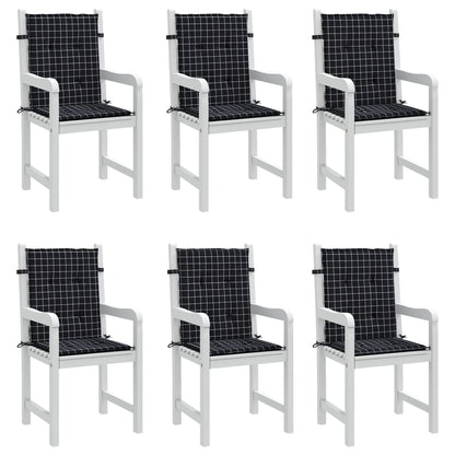 vidaXL Coussins pour chaises basses 6 pcs Tissu à carreaux noir