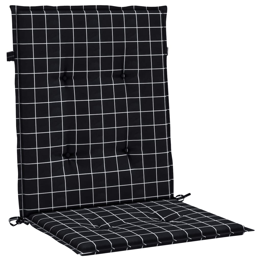 vidaXL Coussins pour chaises basses 6 pcs Tissu à carreaux noir