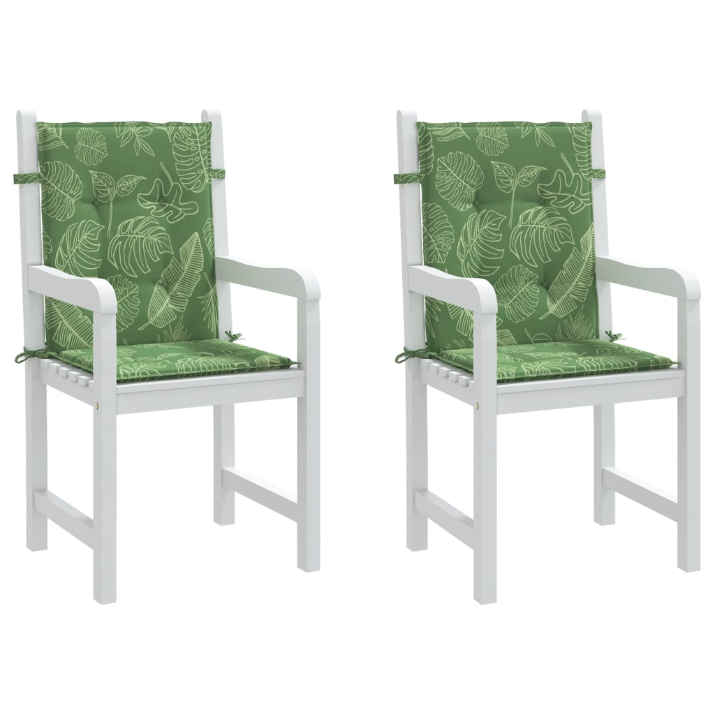 vidaXL Coussins pour chaises basses 2 pcs. Motif feuilles Tissu