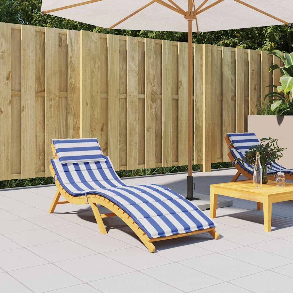 vidaXL Coussin de bain de soleil bleu et blanc à rayures en tissu Oxford
