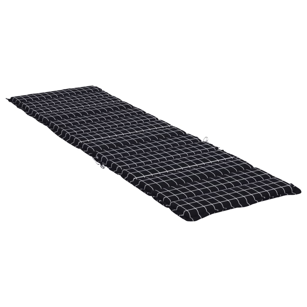 vidaXL Sonnenliegen-Auflage Schwarz Karomuster Oxford-Gewebe