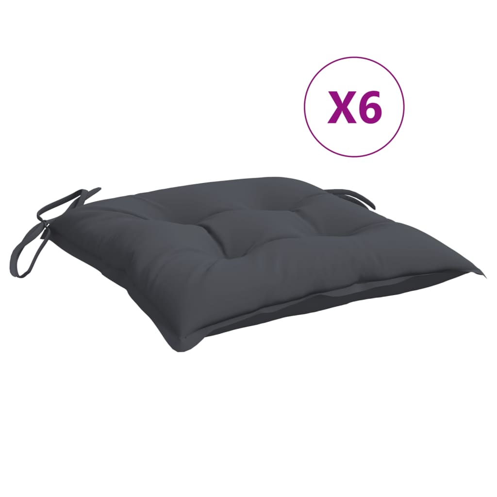 vidaXL Coussins de chaise 6 pcs Anthracite 40x40x7 cm Tissu Oxford