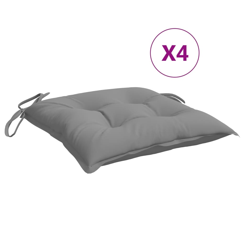 vidaXL Coussins de chaise 4 pcs Gris 40x40x7 cm Tissu Oxford
