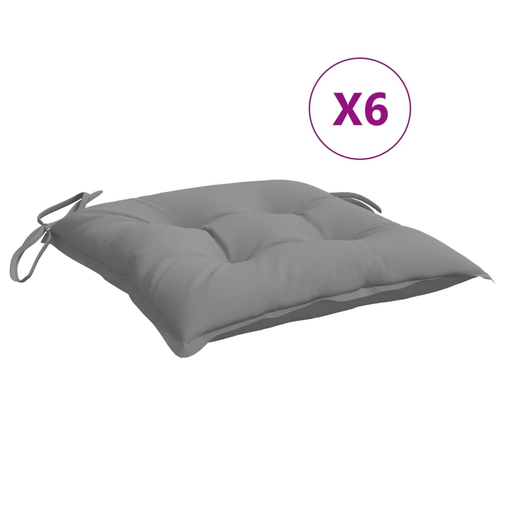 vidaXL Coussins de chaise 6 pcs Gris 40x40x7 cm Tissu Oxford