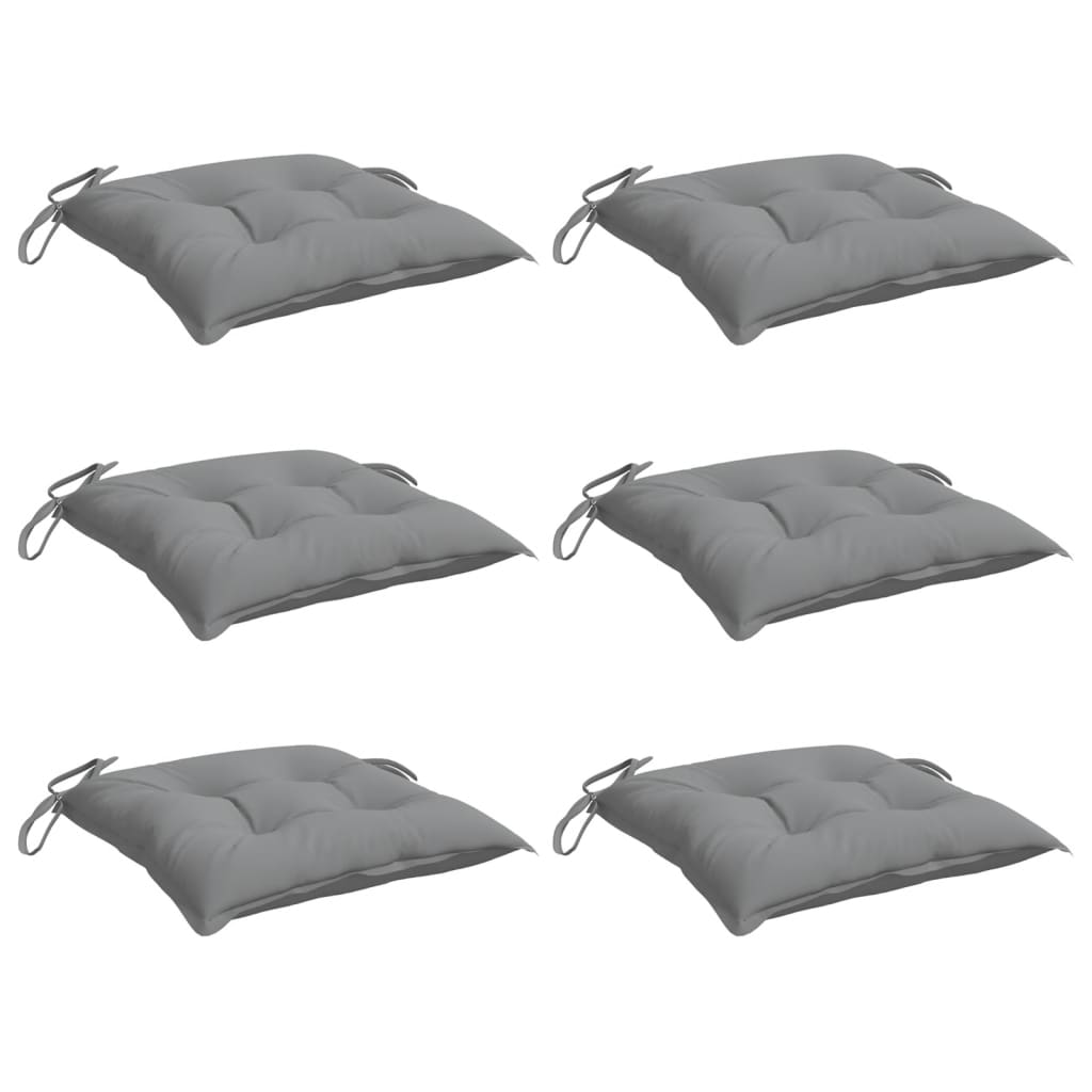 vidaXL Coussins de chaise 6 pcs Gris 40x40x7 cm Tissu Oxford