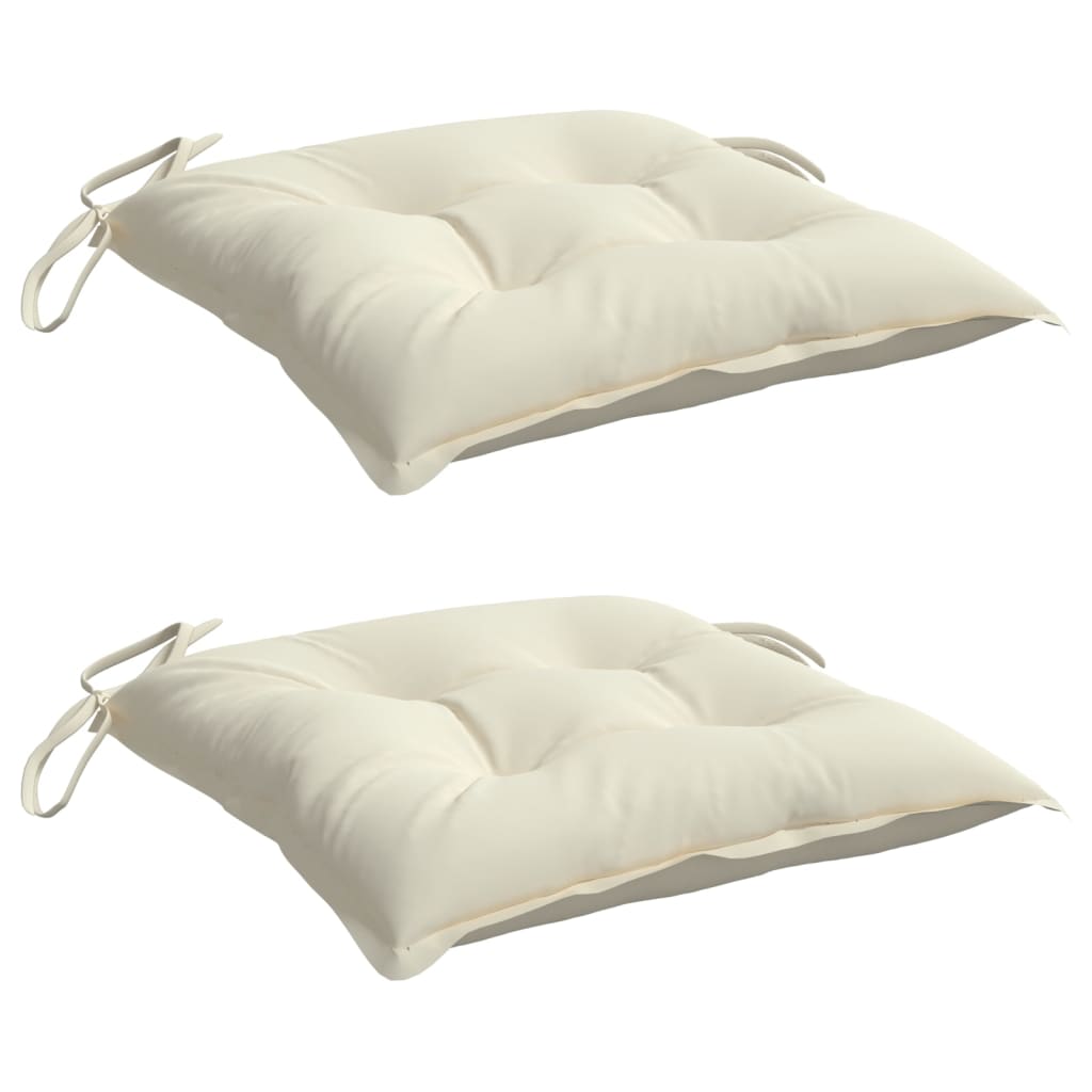 vidaXL Coussins de chaise 2 pcs Crème 40x40x7 cm Tissu Oxford