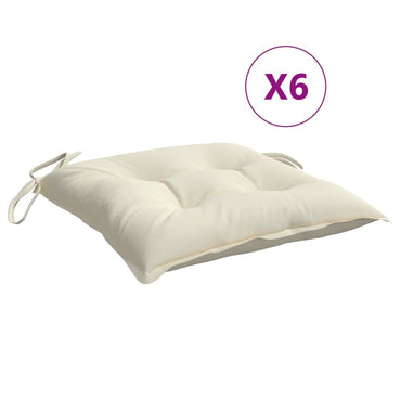 vidaXL Stuhlkissen 6 Stk. Cremeweiß 40x40x7 cm Oxford-Gewebe