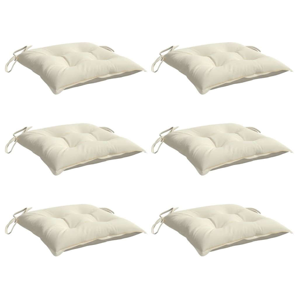vidaXL Stuhlkissen 6 Stk. Cremeweiß 40x40x7 cm Oxford-Gewebe