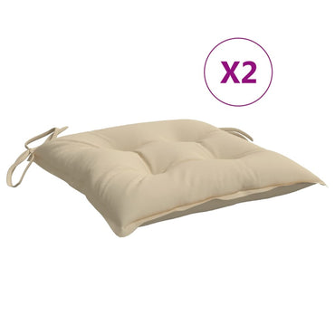 vidaXL Coussins de chaise 2 pcs Beige 40x40x7 cm Tissu Oxford