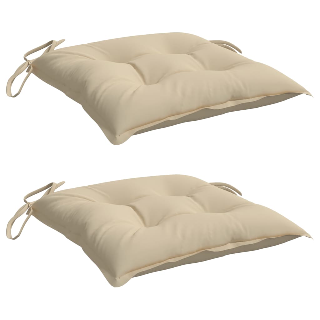 vidaXL Coussins de chaise 2 pcs Beige 40x40x7 cm Tissu Oxford