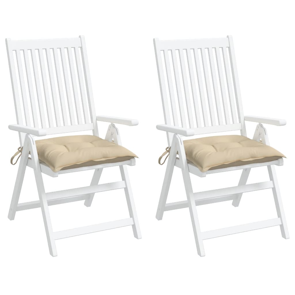 vidaXL Coussins de chaise 2 pcs Beige 40x40x7 cm Tissu Oxford
