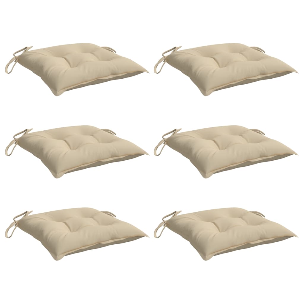 vidaXL Stuhlkissen 6 Stk. Beige 40x40x7 cm Oxford-Gewebe
