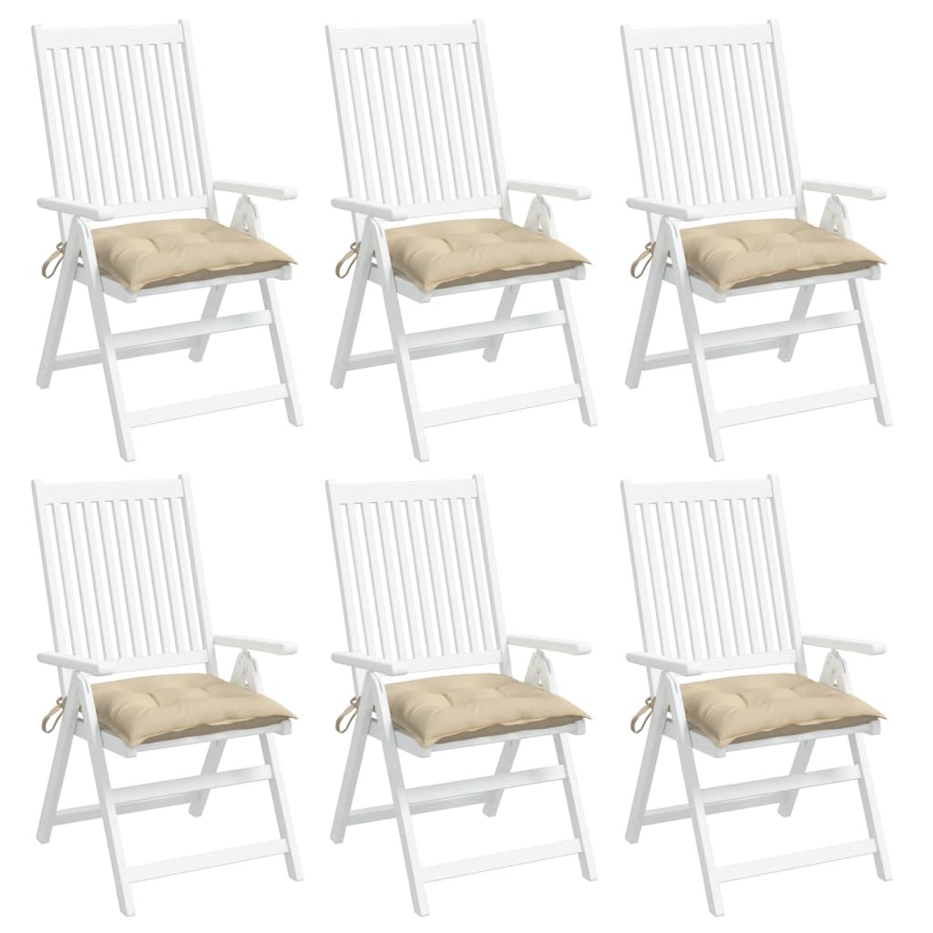 vidaXL Stuhlkissen 6 Stk. Beige 40x40x7 cm Oxford-Gewebe