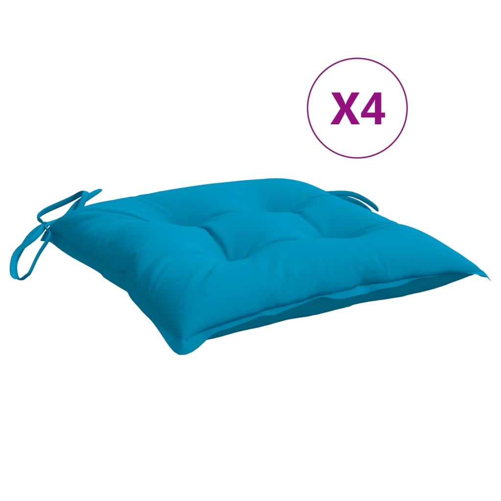vidaXL Coussins de chaise 4 pcs Bleu clair 40x40x7 cm Tissu Oxford