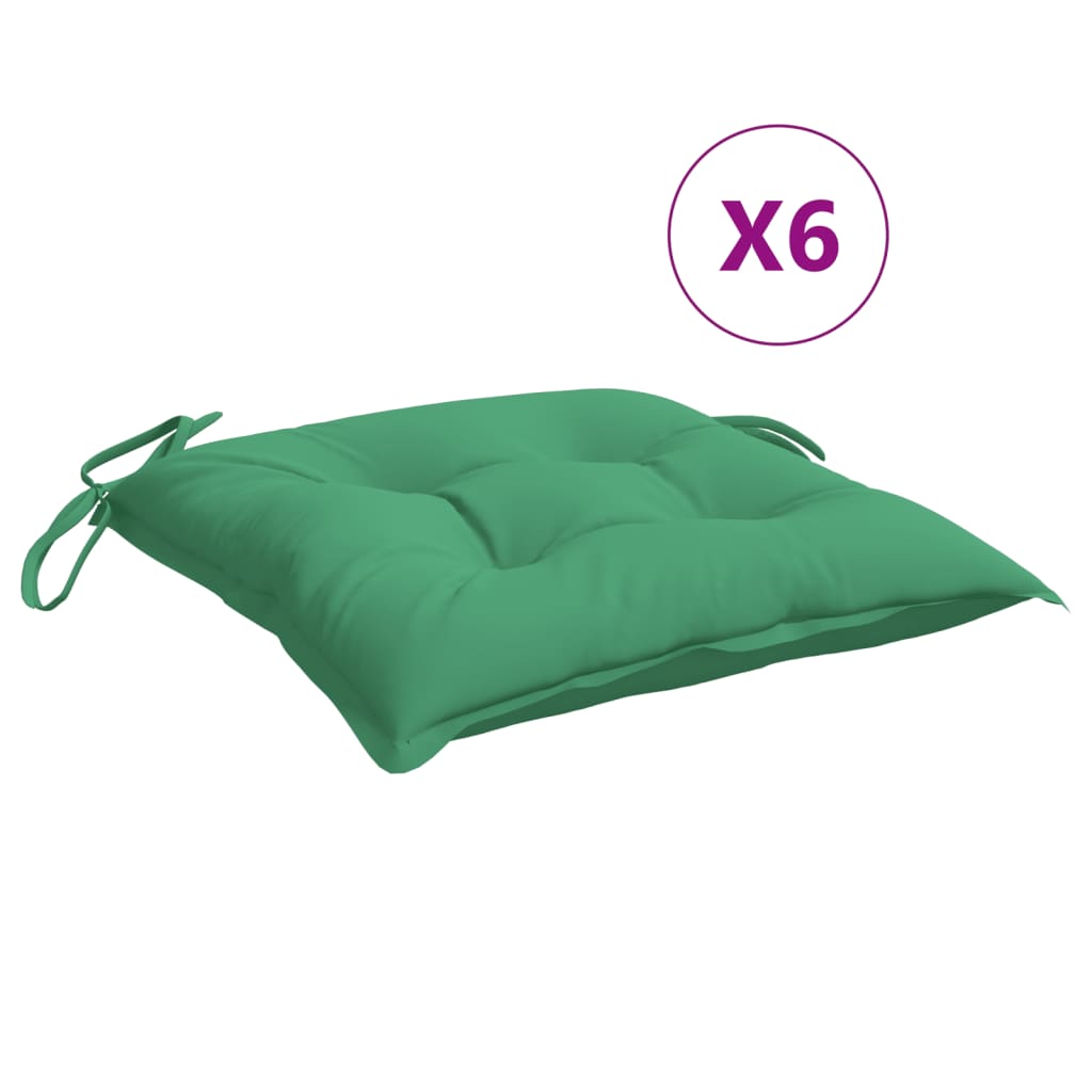 vidaXL Coussins de chaise 6 pcs Vert 40x40x7 cm Tissu Oxford