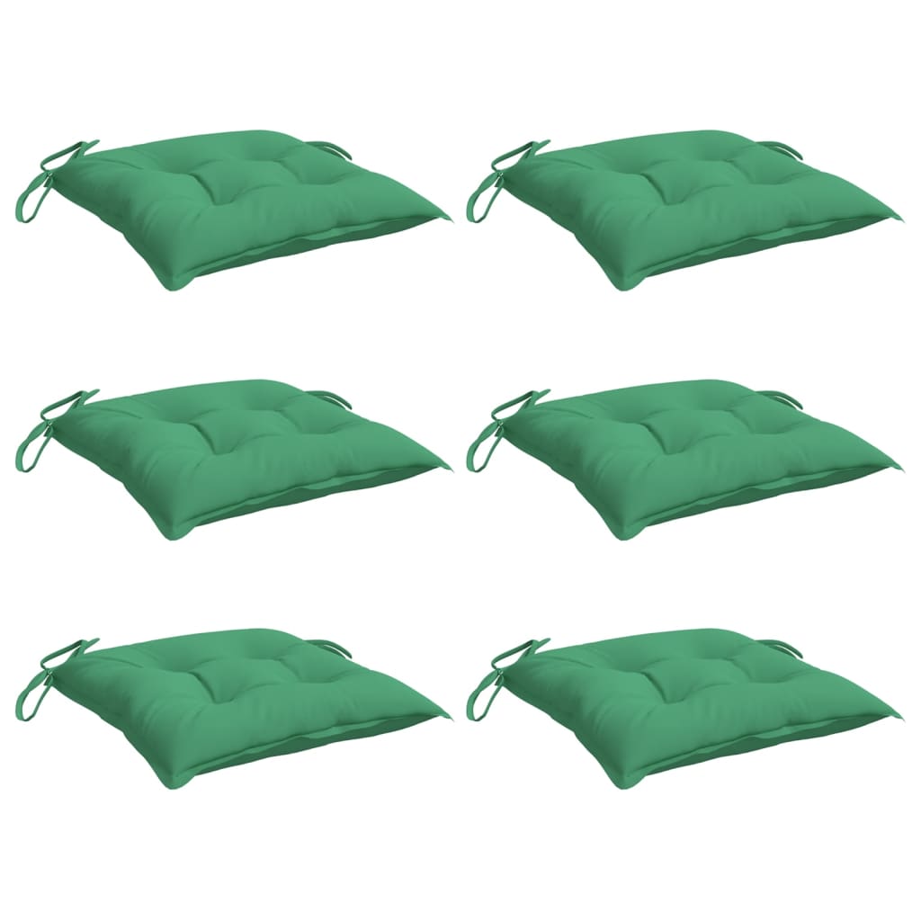 vidaXL Coussins de chaise 6 pcs Vert 40x40x7 cm Tissu Oxford