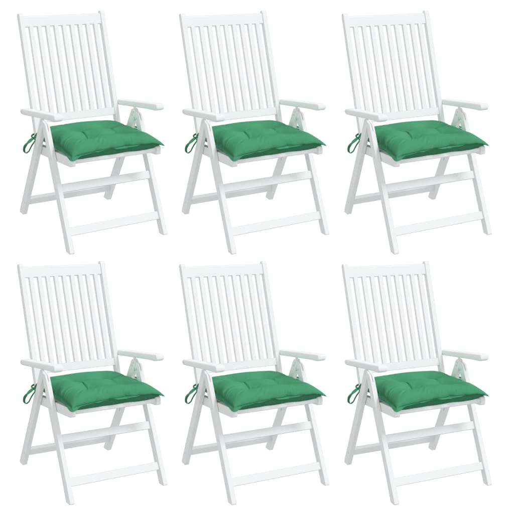 vidaXL Coussins de chaise 6 pcs Vert 40x40x7 cm Tissu Oxford