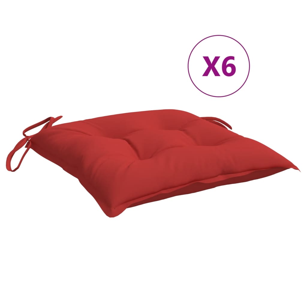 vidaXL Stuhlkissen 6 Stk. Rot 40x40x7 cm Oxford-Gewebe