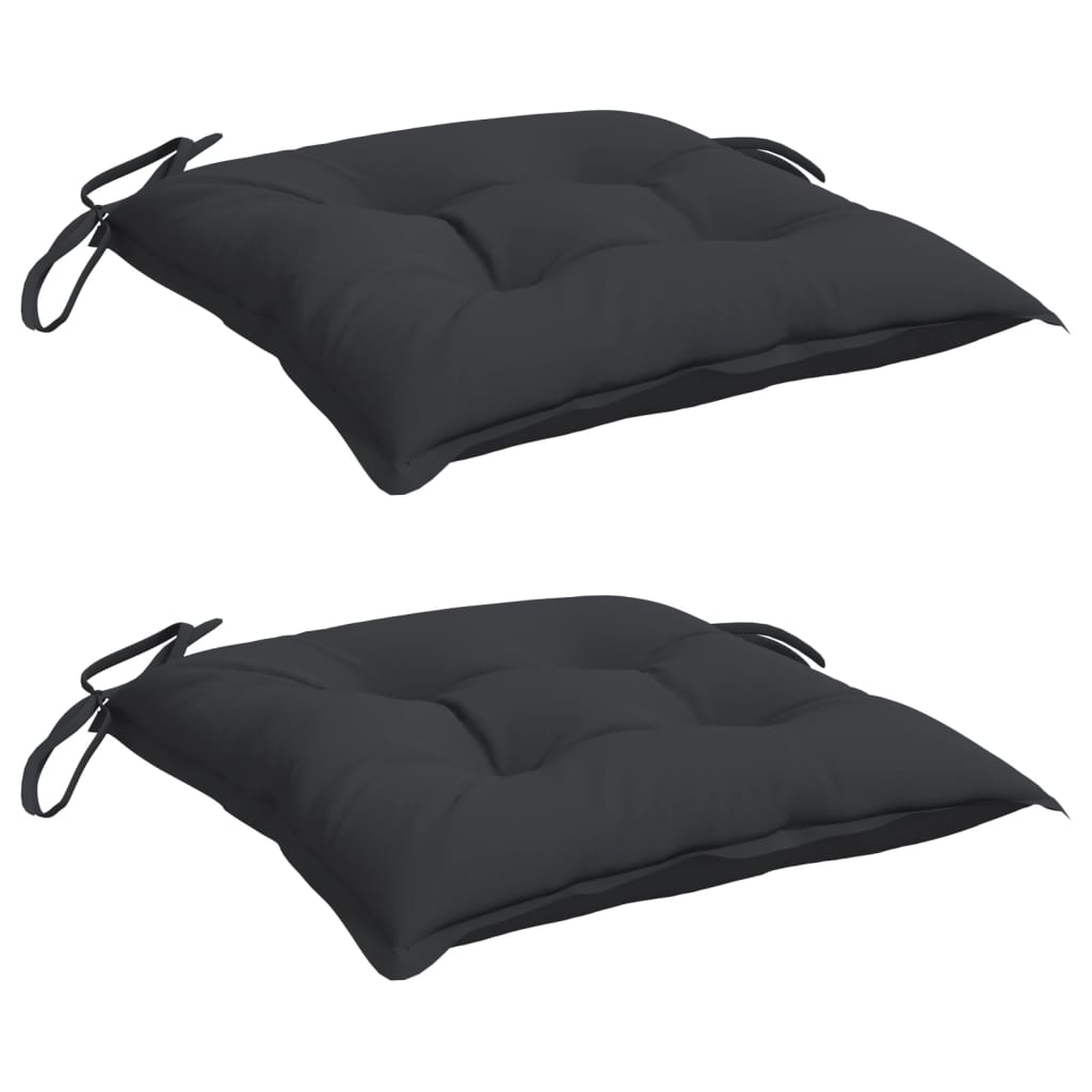 vidaXL Coussins de chaise 2 pcs Noir 40x40x7 cm Tissu Oxford