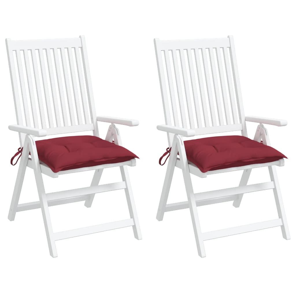 vidaXL Coussins de chaise 2 pcs Rouge bordeaux 40x40x7 cm Tissu Oxford