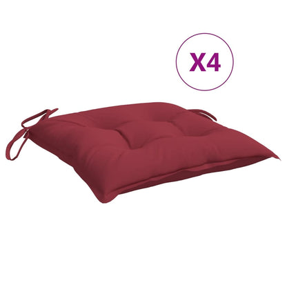 vidaXL Coussins de chaise 4 pcs Rouge bordeaux 40x40x7 cm Tissu Oxford