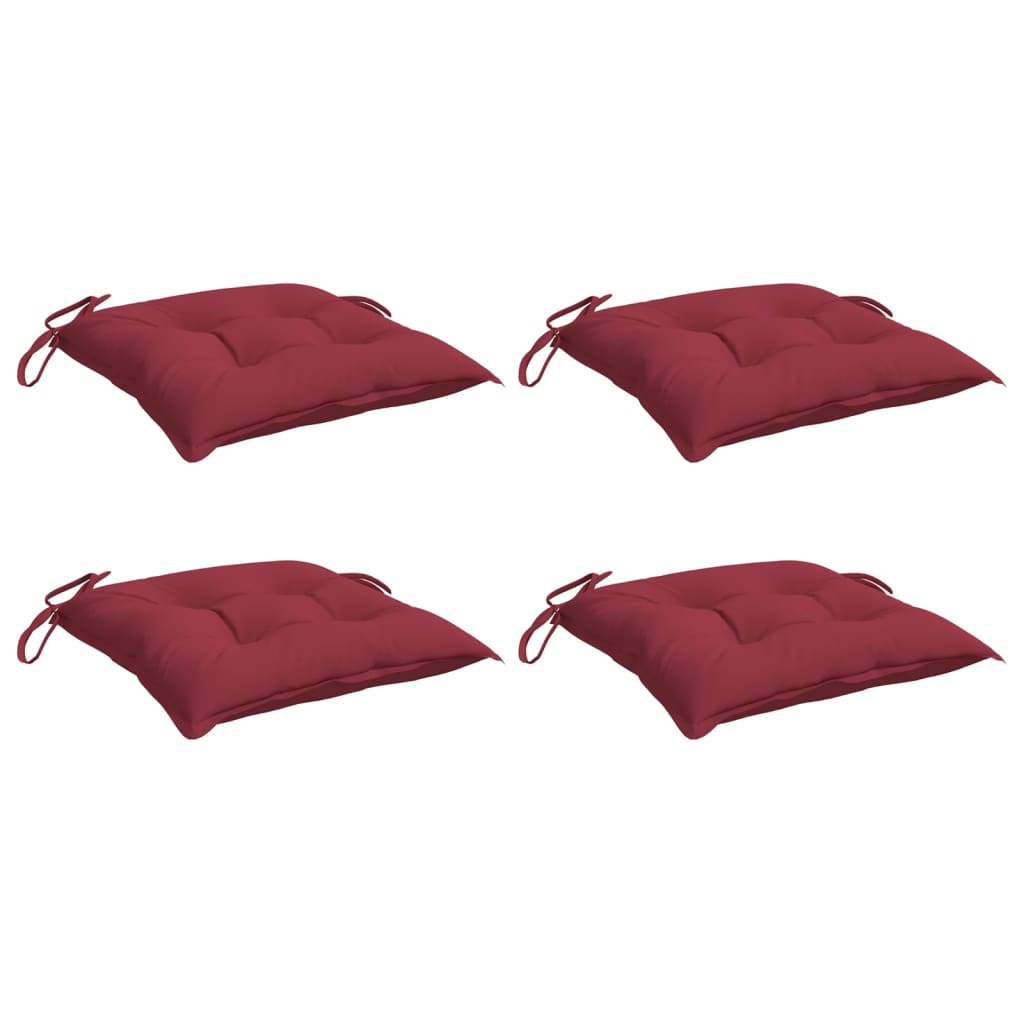 vidaXL Coussins de chaise 4 pcs Rouge bordeaux 40x40x7 cm Tissu Oxford