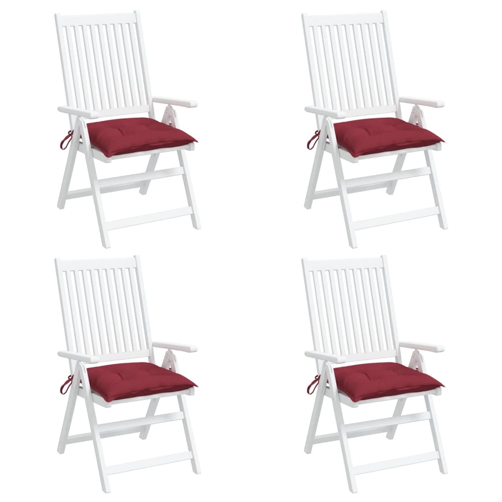 vidaXL Coussins de chaise 4 pcs Rouge bordeaux 40x40x7 cm Tissu Oxford