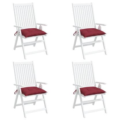 vidaXL Coussins de chaise 4 pcs Rouge bordeaux 40x40x7 cm Tissu Oxford