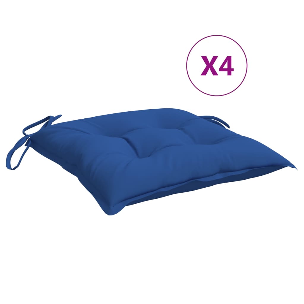vidaXL Coussins de chaise 4 pcs Bleu 40x40x7 cm Tissu Oxford