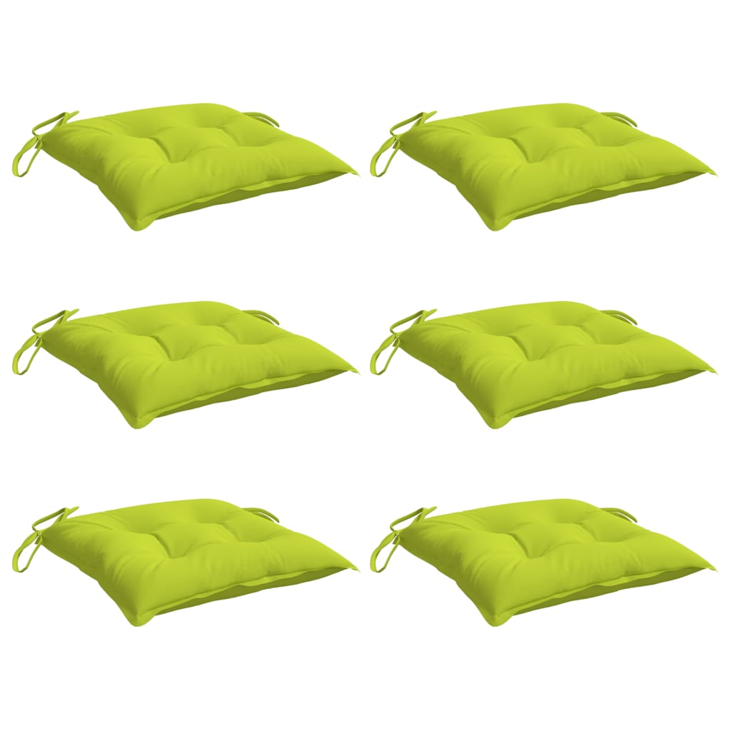 vidaXL Coussins de chaise 6 pcs Vert vif 40x40x7 cm Tissu Oxford